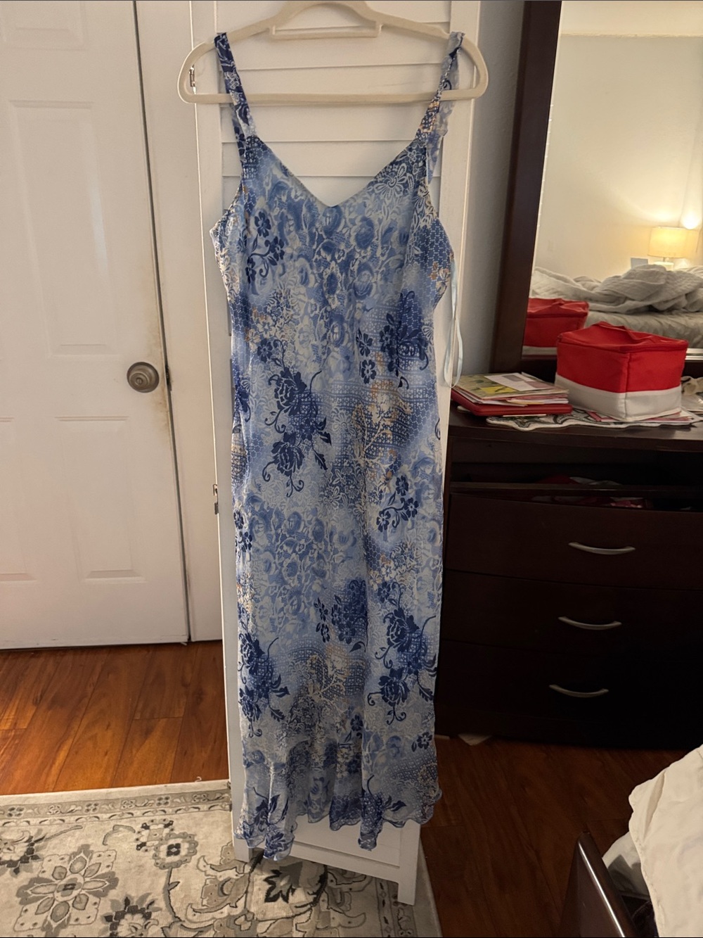 I.N. Studio Blue and White Floral Slip Maxi Dress